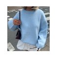 thumbnail image 5 of Women Autumn Winter Knit Sweater Long Sleeve Crew Neck Oversized Sweatshirts Casual Knitwear, 5 of 7