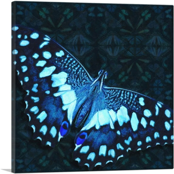 ARTCANVAS Baby Blue Butterfly Wings Insect Canvas Art Print - Size: 18" x 18" (1.50" Deep)