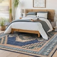 thumbnail image 3 of Washable Rugs 5x7, Vintage Navy Blue Rug with Medallion, Soft Oriental Rug for Living Room, Large Stain Resistant Rug, Western Floor Carpet for Bedroom, Office, Dining, 3 of 5
