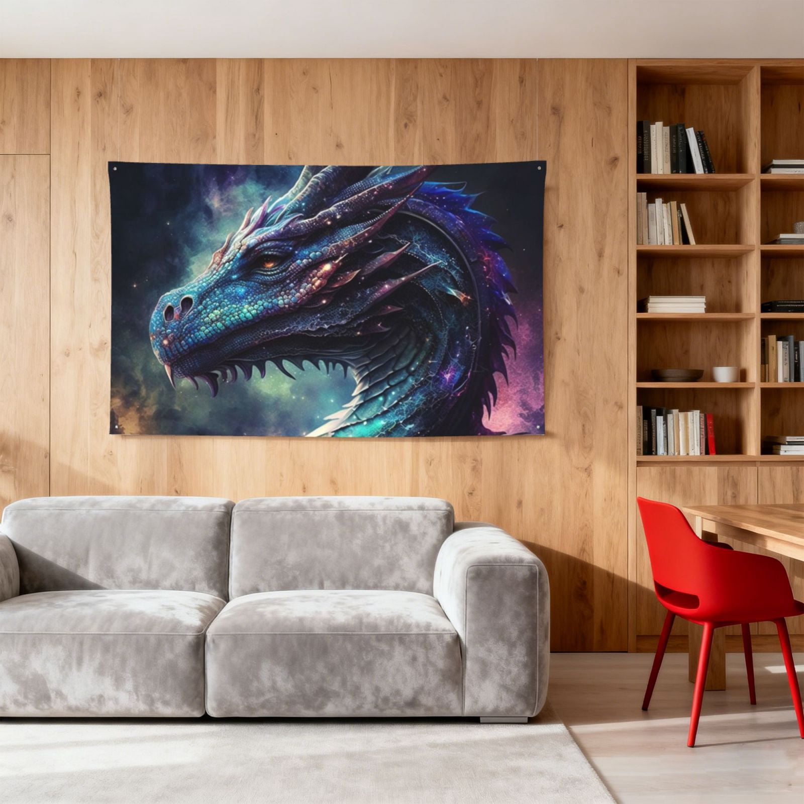 Dragon Cool Art Galaxy Four Hole Decorated Banner Flag for Garden Yard Home Decoration Indoor Outdoor 4x6 Ft