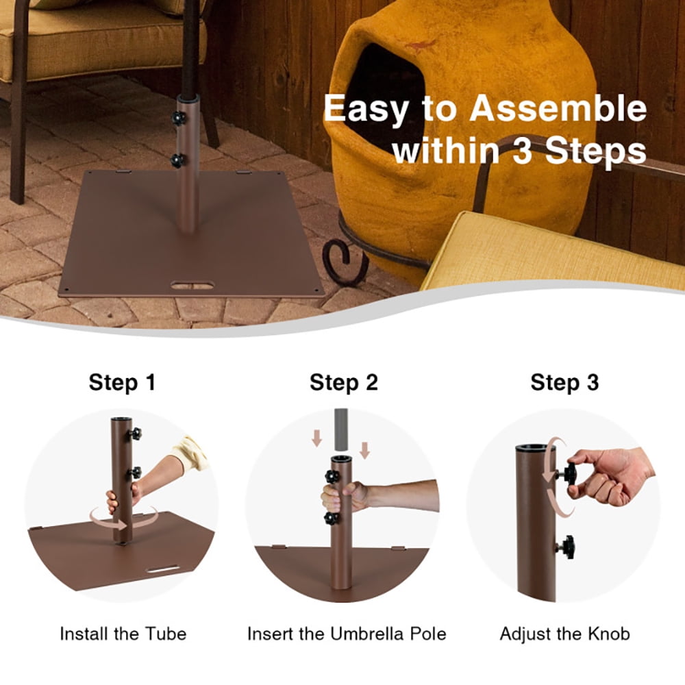 Aimee Lii 50lbs Weighted 24 Inch Square Patio Umbrella Base, Outdoor Umbrella Stand Aimee Lii 50lbs Weighted 24 Inch Square Patio Umbrella Base, Outdoor Umbrella Stand