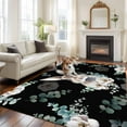 thumbnail image 3 of Easter Bunny Area Rugs 5x8ft Watercolor Floral Eucalyptus Leaves Rabbit Black Floor Rug Non Slip Low Pile Ultra Soft Carpet for Entryway Indoor Bedroom Dining Room Under Table, 3 of 9