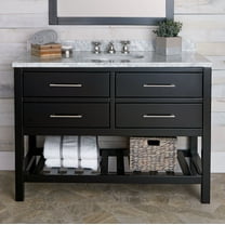Everett 48 Inch Oak Console Vanity Base - Black