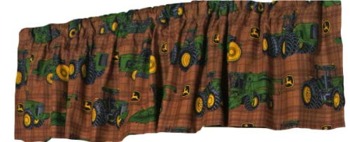 JOHN DEERE Bedding Traditional Tractor and Plaid Valance, 84 by 15-Inch