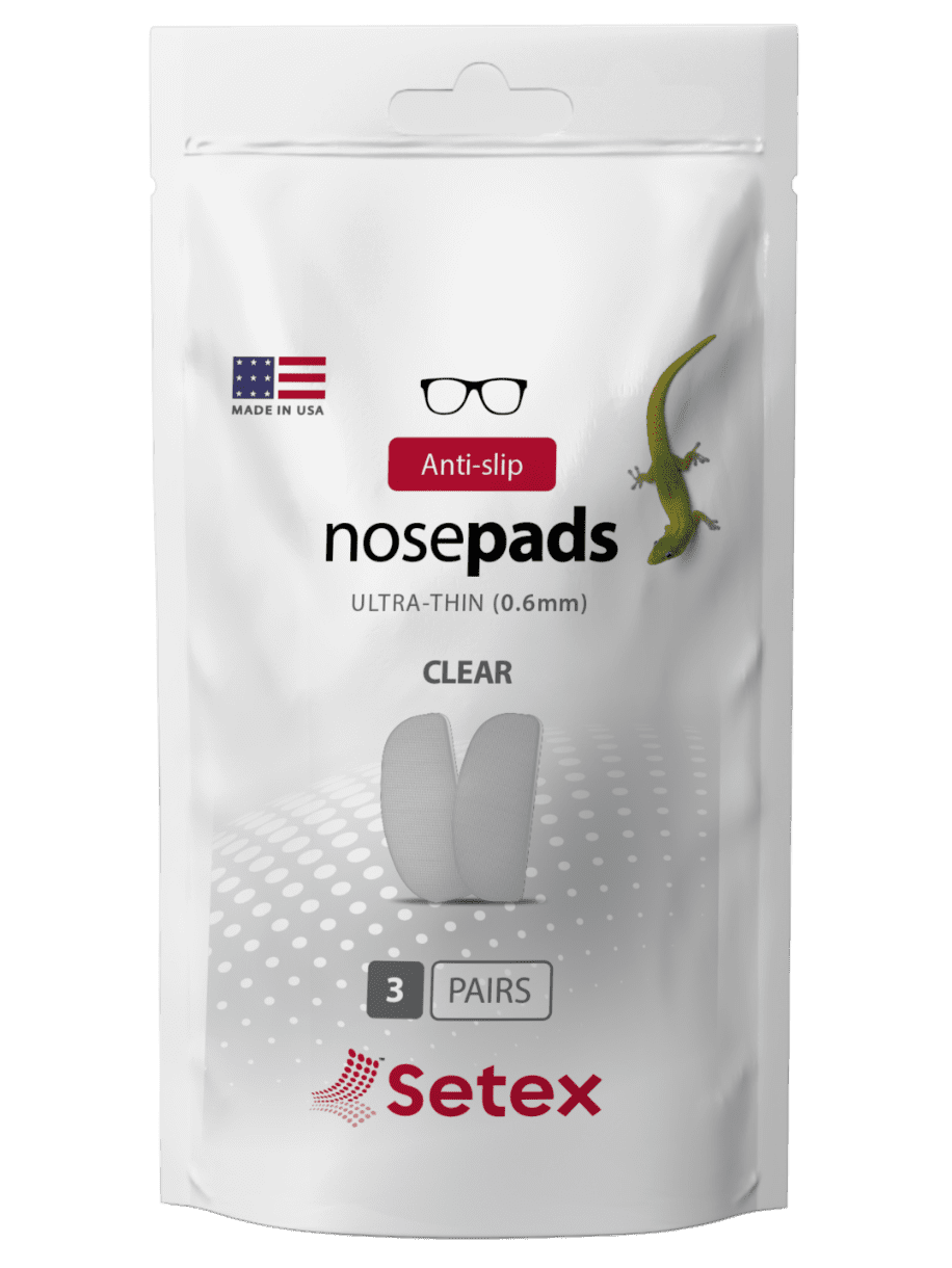 Setex Gecko Grip Ultra-Thin 0.6mm Anti Slip Eyeglass Nose Pads, (3 Clear Pair), 2500 Innovative Microstructured Fibers per Nose Pad, 0.6mm x 7mm x 16mm