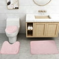thumbnail image 4 of JeashCHAT 3 Piece Bathroom Rug Set - Includes Bathroom Carpet, U-Shaped Contour Toilet Rug, Toilet Lid Cover - Super Soft Anti Slip Solid Color Bath Mat Set (Pink), 4 of 9