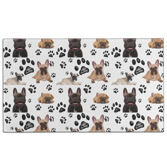 French Bulldog Footprint Door Rugs,Washable Non Slip Door Mats Indoor,Decorative Door Mats,Entry Mat Indoor for Entrance,Bedroom,Kitchen,Bathroom,17"x30"