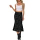 thumbnail image 2 of Falda Floral INSPIRE CHIC para Mujer, Falda Midi Elegante de Malla con Cintura Alta para Otoño Invierno, Talla S, Negro, 2 of 6