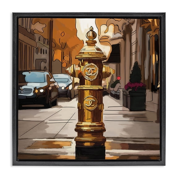 Stupell Industries Modern Glam City Hydrant Black Floating Frame Canvas Art, 18 x 18, by Amelia Noyes