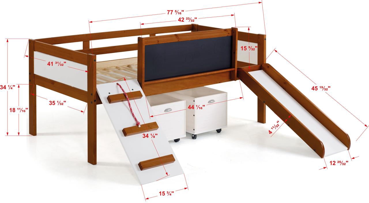 Donco Kids Wood Frame Toy Boxes Twin Low Loft Bed Wood Frame with Storage Espresso
