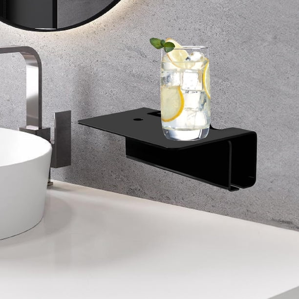 Soporte de cepillo de dientes eléctrico, rejilla de almacenamiento, montaje en la pared, acrílico conveniente multifunción organizador de dientes de Negro