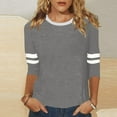 thumbnail image 2 of Women Tees Shirts Tops Three Quarter Sleeve Color Block Crewneck Tunic 2025 Fall Outfits, 2 of 4