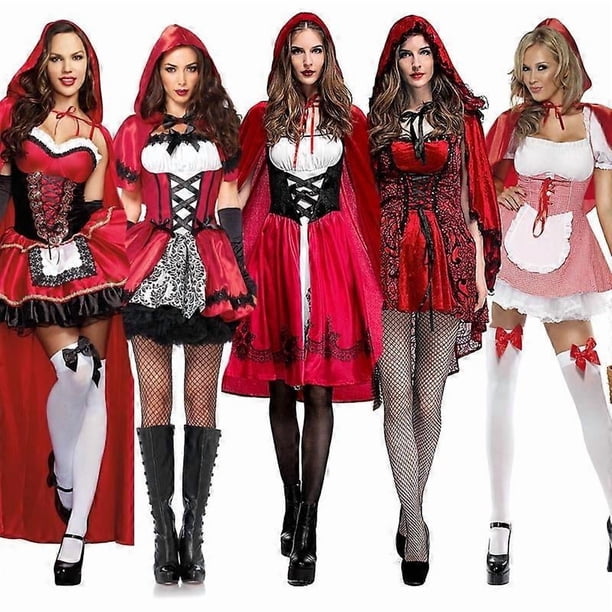Size S-6XL Halloween Ladies Little Red Riding Hood Costume Fantasy Hen Party Robe Cosplay Game Uniform Fancy Dress