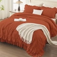 thumbnail image 2 of ANGENIA California King Comforter Sets Burnt Orange, 3 Pieces Farmhouse Shabby Chic Oversized Ruffle Bedding Comforter Sets, Soft Lightweight Microfiber Bed Set(104" x96" Comforter & 2 Pillowcases), 2 of 7