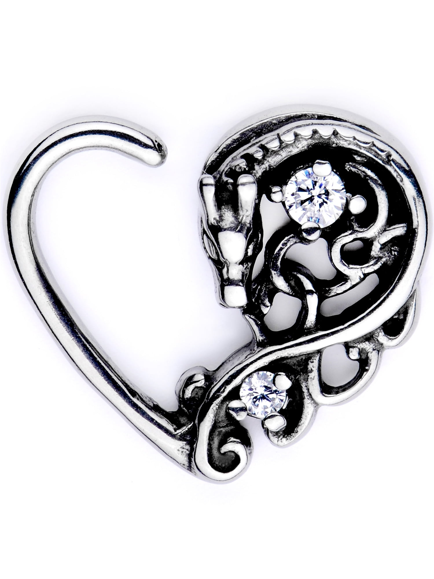 Body Candy Body Piercing Jewelry Stainless Steel 16G Left Closure Daith Cartilage Dragon Heart