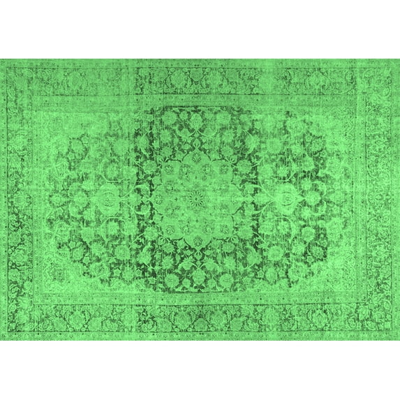 Ahgly Company Indoor Rectangle Persian Emerald Green Traditional Area Rugs, 8' x 12'