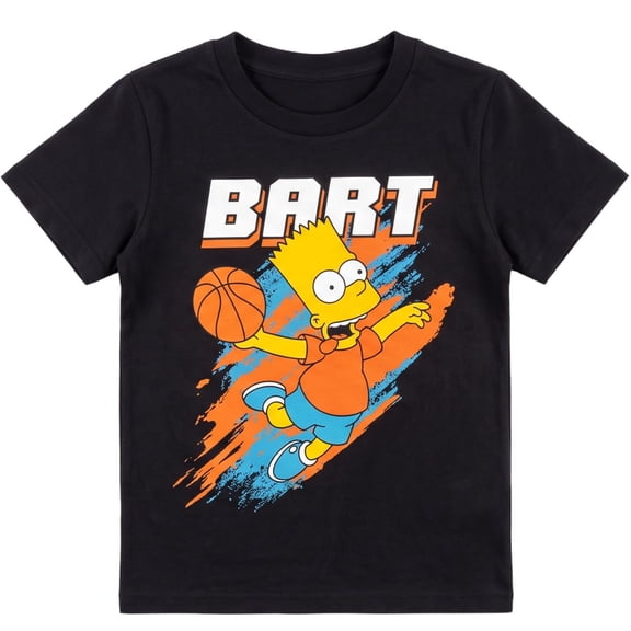 The Simpsons Boys Bart Basketball Graphic T-Shirt, Black, Sizes 8-20