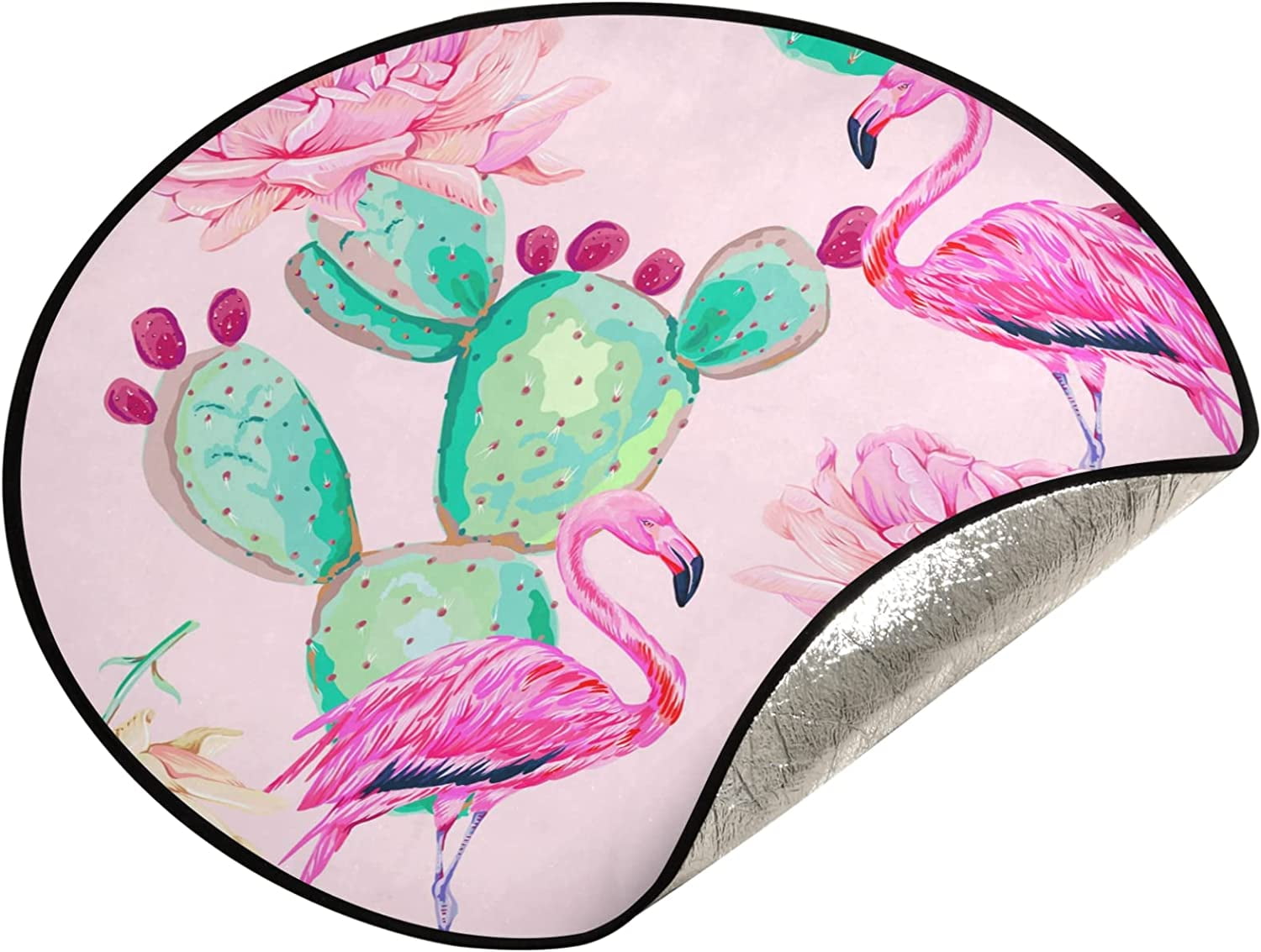 FMSHPON Pink Flamingo Xmas Christmas Tree Skirt Stand Mat for Holiday