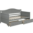 thumbnail image 4 of Twin Size Daybed, Wood Daybed Frame with 2 Storage Drawers, Twin Sofa Bed with Headboard and Footboard, Living Room Bedroom Dual-use Daybed for Kids Teens Adults, Gray, 4 of 7