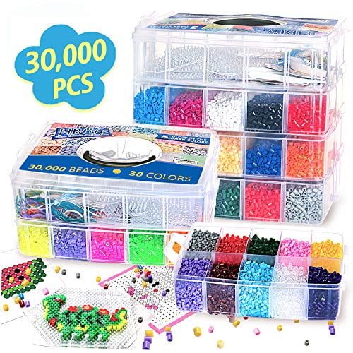 30000 pcs Fuse Beads Kit 30 Colors 5MM for Kids Including 10 Ironing