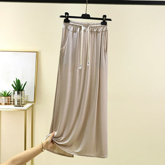 Censtreet Women's Casual Mid Long Skirts Stretchy Ultra-Soft Flowy Maxi Formal Skirts High Waist Lounge Skirts for Women