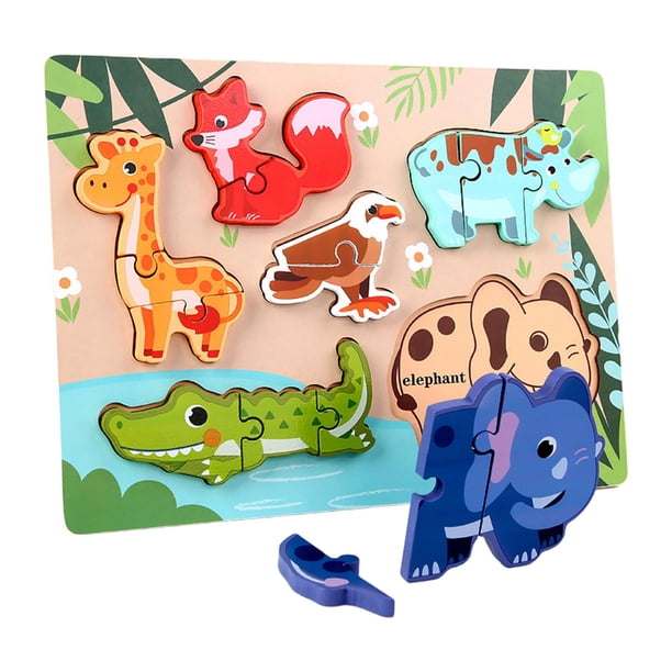 Rompecabezas de madera con forma de animal para niños, educativo, para desarrollar formas. Animales del bosque