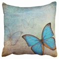 thumbnail image 1 of BOSDECO Vintage Retro Blue Butterflies Pillow Case Pillow Cover 20x20 inch, 1 of 1
