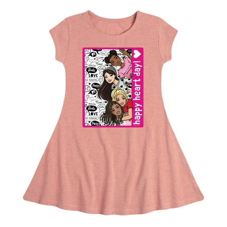 

Barbie - Happy Heart Day - Toddler And Youth Girls Fit And Flare Dress