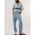 thumbnail image 3 of Coduop High Roller Denim Overalls For Women Sleeveless Baggy Long Bib Overalls Denim Jeans Pants, 3 of 5