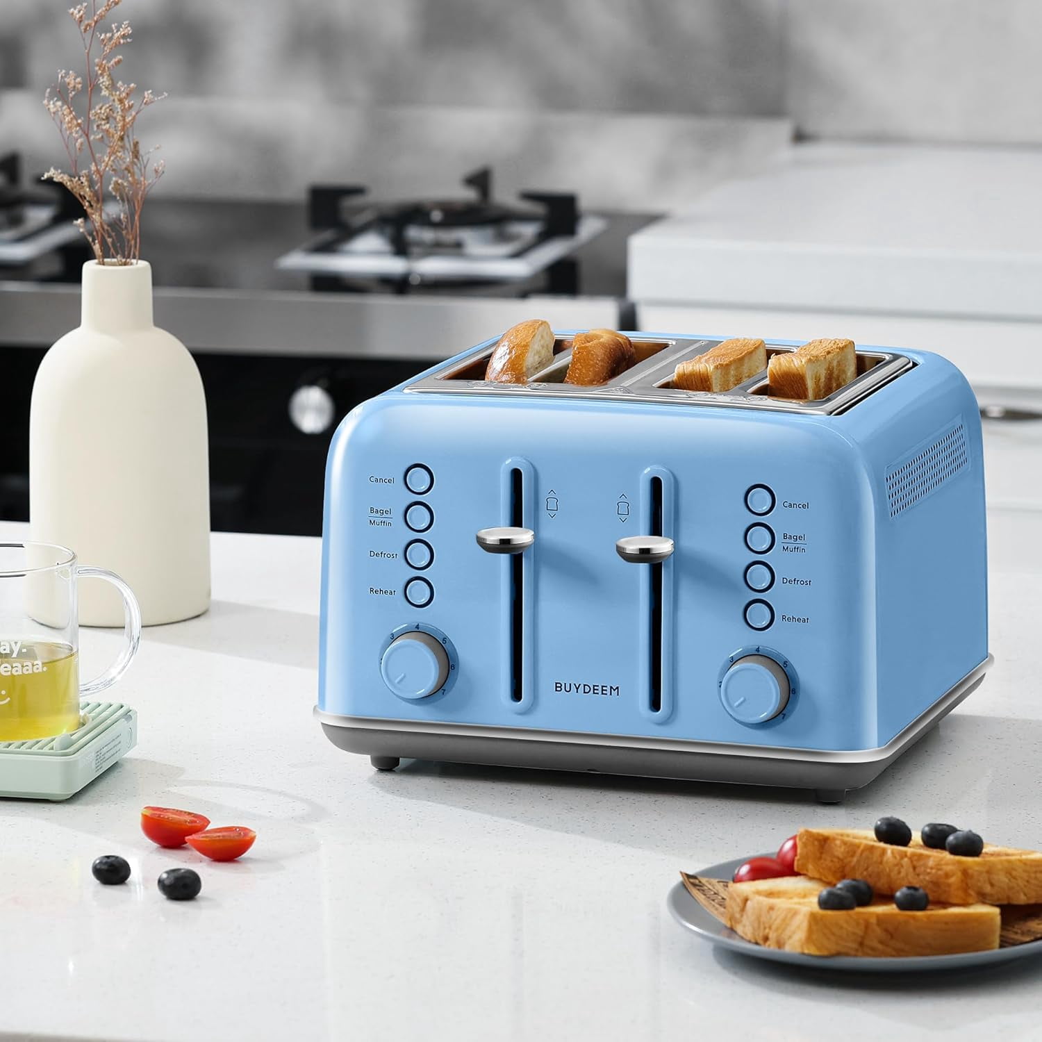 DT620 2-Slice Toaster, Extra Wide Slots, Retro Stainless Steel with High Lift Lever, Bagel and Muffin Function, Removal Crumb Tray, 7-Shade Settings,Mellow Yellow