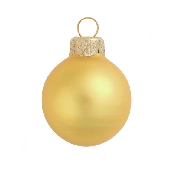 Whitehurst Matte Finish Glass Christmas Ball Ornaments - 4.75" (120mm) - Yellow Sun - 4ct