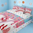 thumbnail image 2 of Manfei Girls Baseball Zipper Twin Comforter Sets with Fitted Sheet and 2 Pillowcases, Cute Ice Cream Drip Y Zipper Bedding Set, Pink Light Blue Y, 2 of 7