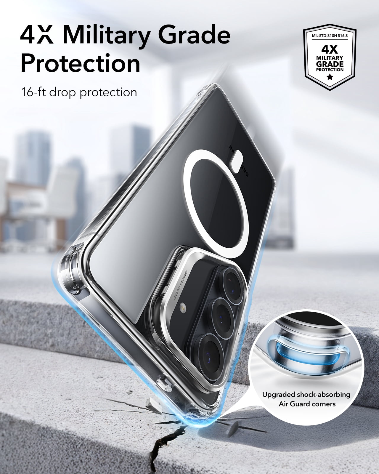 ESR Magnetic Case with Stash Stand Compatible with Samsung Galaxy S26 Ultra, Military-Grade Protection & MagSafe Compatible, Scratch-Resistant, Clear