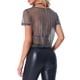 thumbnail image 3 of INSPIRAR CHIC Top Corto Metálico Brillante de Manga Corta Semi Transparente para Mujeres L Plata, 3 of 6