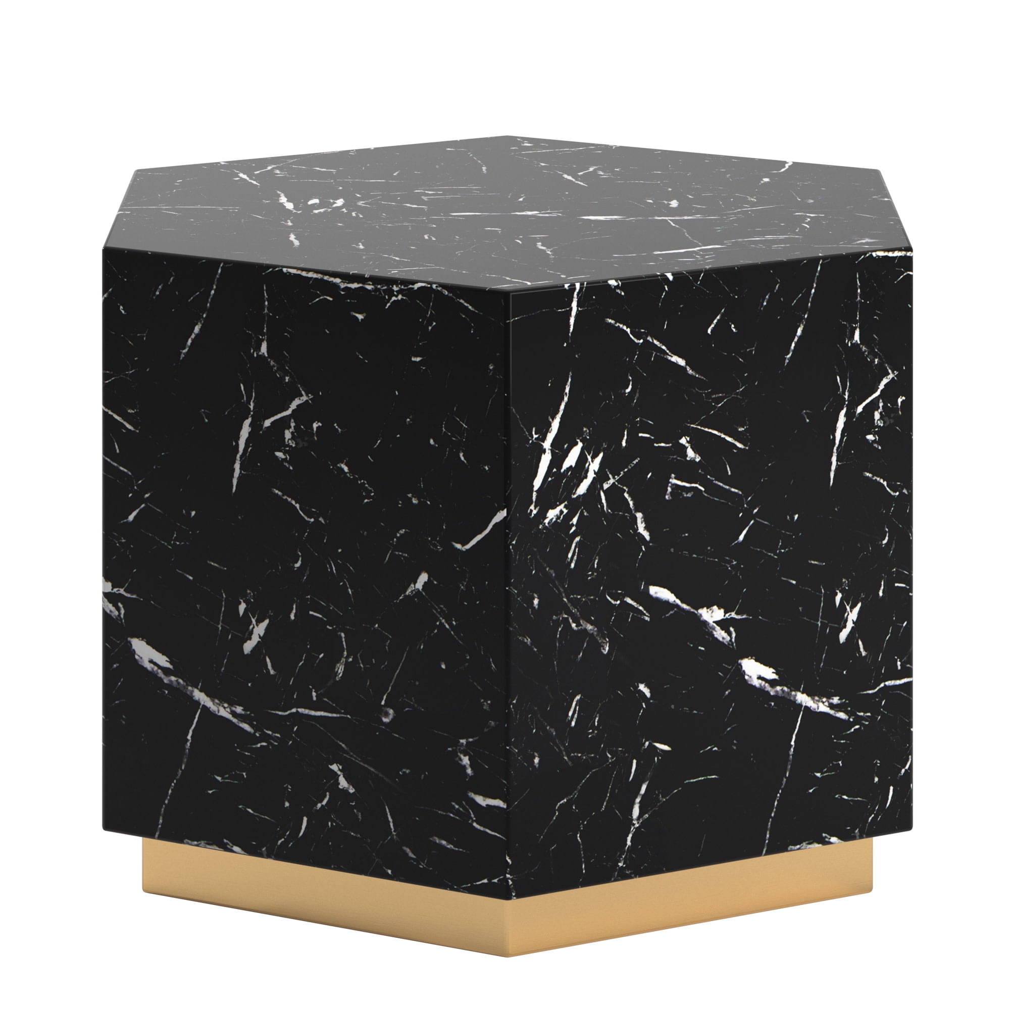 Weston Home Declan Faux Marble Coffee Table, Black, Hexagon