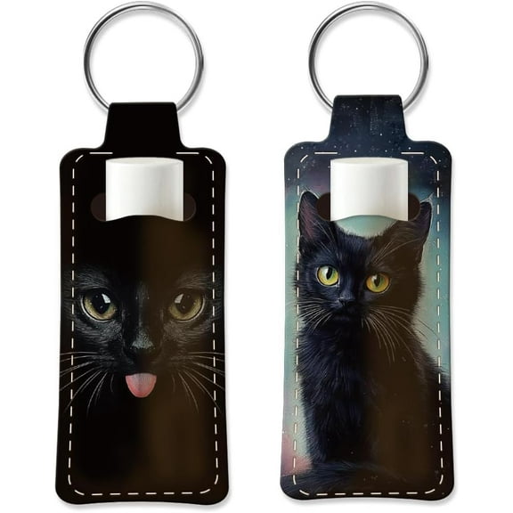 1 Set 2pcs Lipstick Holder Keychain Lip Balm Holders Elastic Diving Fabric Keychain Portable Lipstick Holder for Chapstick