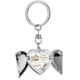thumbnail image 1 of El día de Acción de Gracias sello estampado gris Llavero de alas de ángel en forma de corazón, 1 of 3