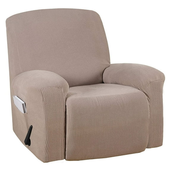 Stretch Recliner Slipcover Recliner Chair Cover, 1 Piece Sofa Slipcover Jacquard Recliner Cover Armchair Covers Soft Furniture Protector For Armchair-Khaki