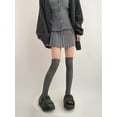 thumbnail image 1 of Zhuge 2 pares de calcetines por encima de la rodilla, calcetines hasta la rodilla, medias altas hasta el muslo, calcetines hasta la rodilla para mujer, para cosplay de niña, gris oscuro, 1 of 2