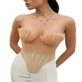thumbnail image 1 of Women Tube Top Strapless Backless Lacing Pleated Irregular Vests, 1 of 6