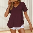 thumbnail image 2 of Lenpel Women's Babydoll Tops Summer Short Sleeve V Neck Tiered Peplum T Shirts Casual Loose Tunic Blouses, 2 of 7