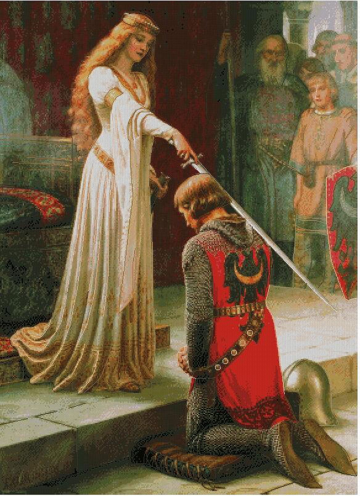 Accolade,The Knight Time,14 Count,100% Cotton Counted Cross Stitch Kits, Egyptian Cotton Floss, Counted Cotton 290x400stitch,82x64cm Big Cross Stitch Kits,Embroidery Craft Kits