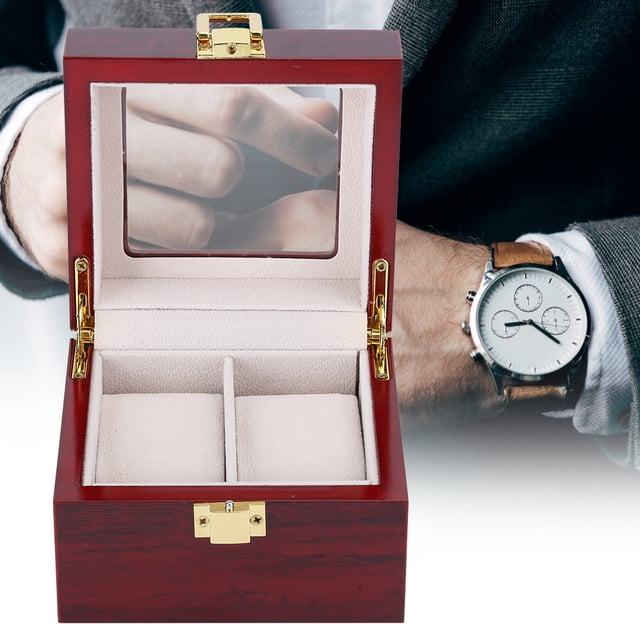 Con Organizador De Caja De Reloj De Textura Fina Para Hombres, Caja De Reloj Duradera Anticorrosión De 2 Rejillas, Protección De Almacenamiento De Relojes Larga Vida útil Para