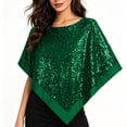thumbnail image 3 of Elegant Women's Sequin Poncho Cape Sparkly Evening Party Shawl, Irregular Dress Up Shawl Wrap, 3 of 6