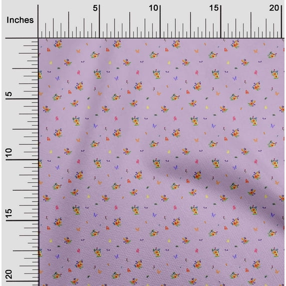 oneOone Polyester Lycra Fabric Leaves|Insect & Flower Floral Printed Craft Fabric BTY 56 Inch Wide