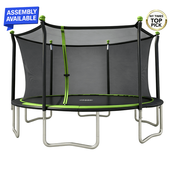 Sportspower BouncePro 14ft Trampoline Meets ASTM Safety Standards, Heavy-Duty Rust-Resistant Steel Frame, UV-Resistant Jump Mat & Safety Net