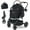 Black, variant on LINLUX Pet Stroller w/ 4 Wheels, Foldable Puppy Strollers for Dogs Cats, Iron Pet Carrier 50 lbs, Black