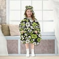 thumbnail image 7 of FORMRS Wearable Blanket Hoodie with Sleeves for Kids Cozy Flannel Sweatshirt, Green Flower Pattern, 7 of 7
