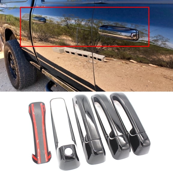 NINTE Door Handle Covers For 2005-2010 Jeep Grand Cherokee 2009-2020 Dodge Ram 1500 Gloss Black 8PCS