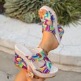thumbnail image 5 of Womens Platform Wedge Sandals Color Block Cutout Leather Open Toe Wedges Heels Comfortable Slip on Mules Beach Vacation Slides Size 6, 5 of 8